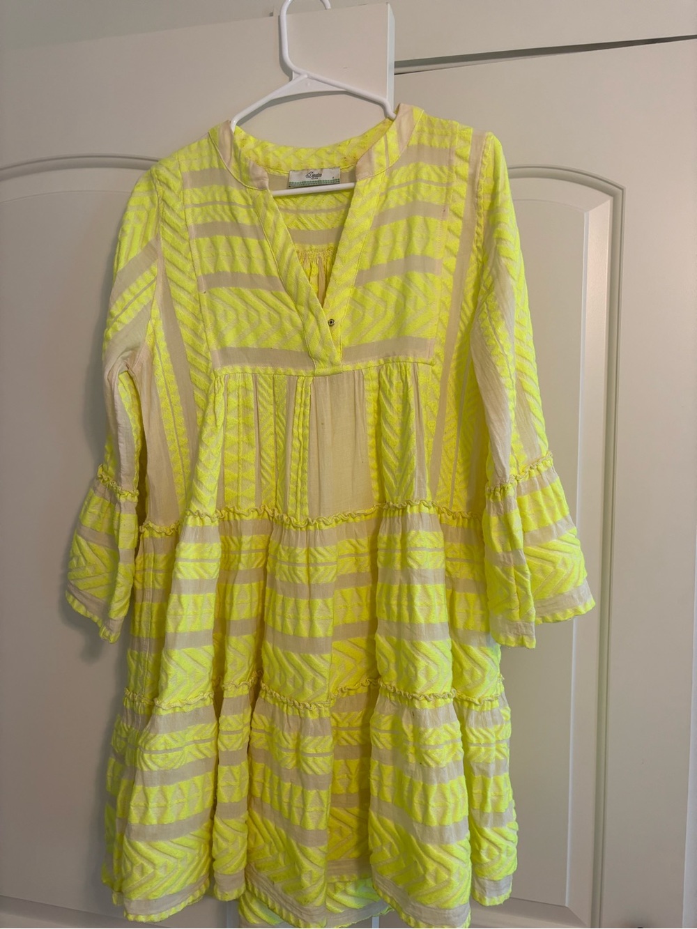 Devotion TWINS Neon Yellow and Cream Striped Tunic
